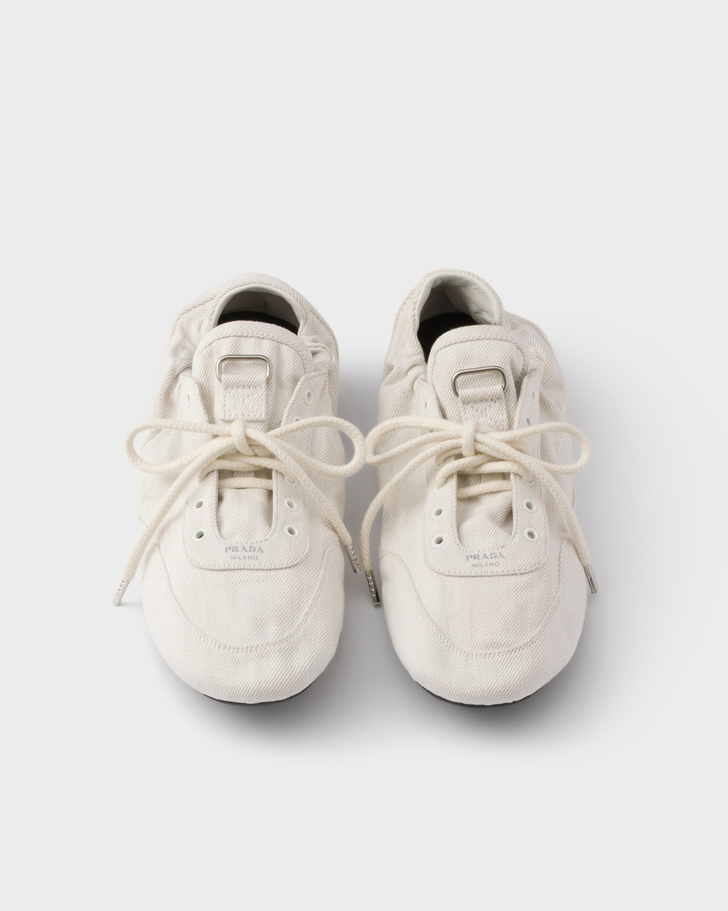 White Collapse denim sneakers | PRADA
