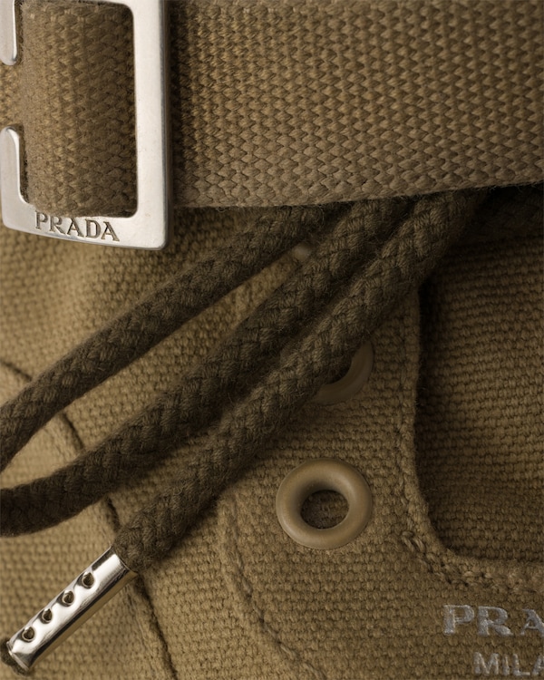 Collapse canvas sneakers with buckled strap - Military Green Collapse canvas sneakers with buckled strap - Military Green