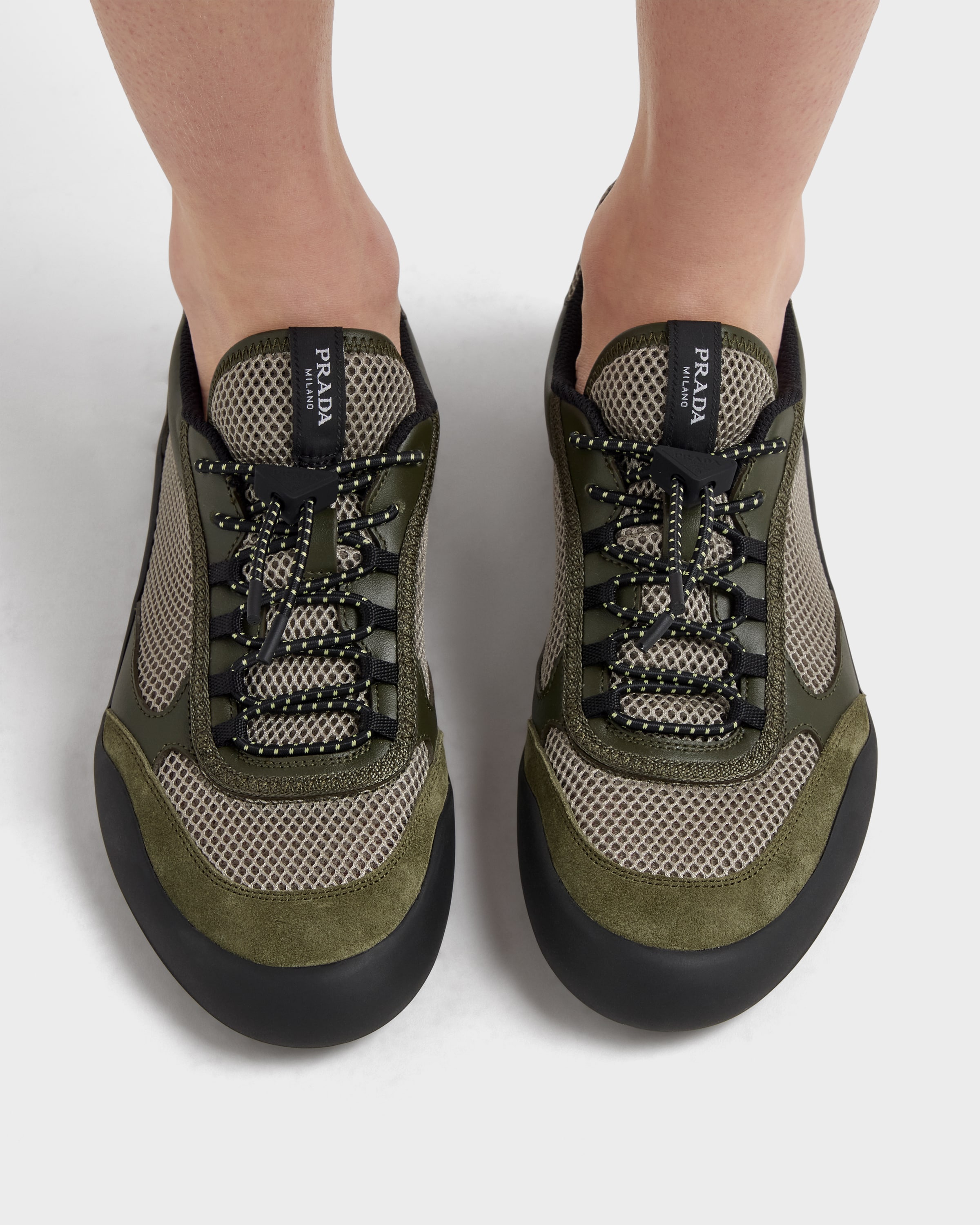 Forest Green Speedrock Mesh Fabric Sneakers | PRADA - United States