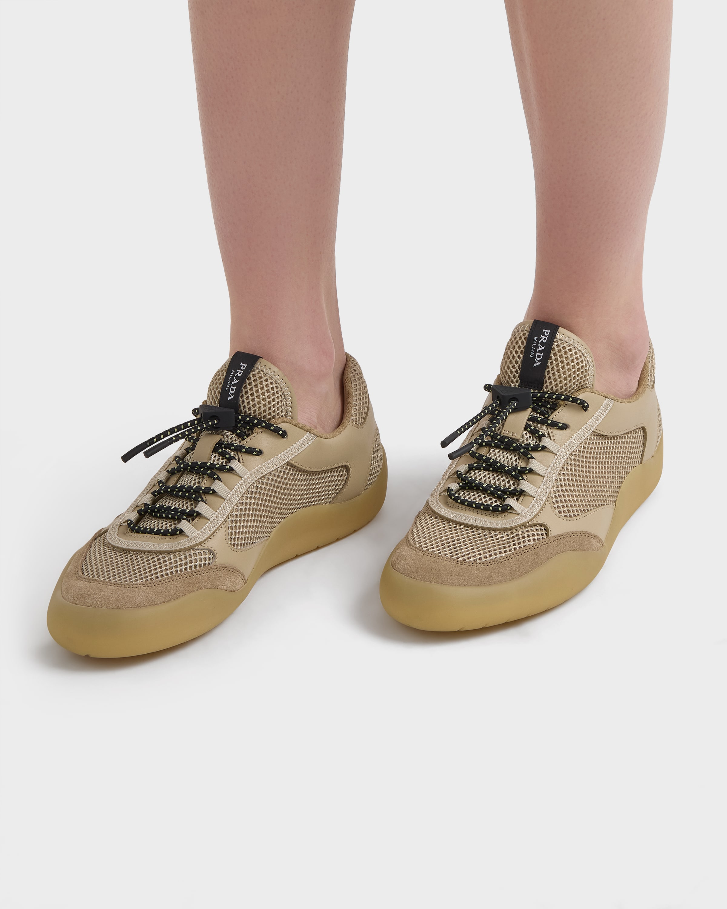 Desert Beige Speedrock Mesh Fabric Sneakers | PRADA - United States