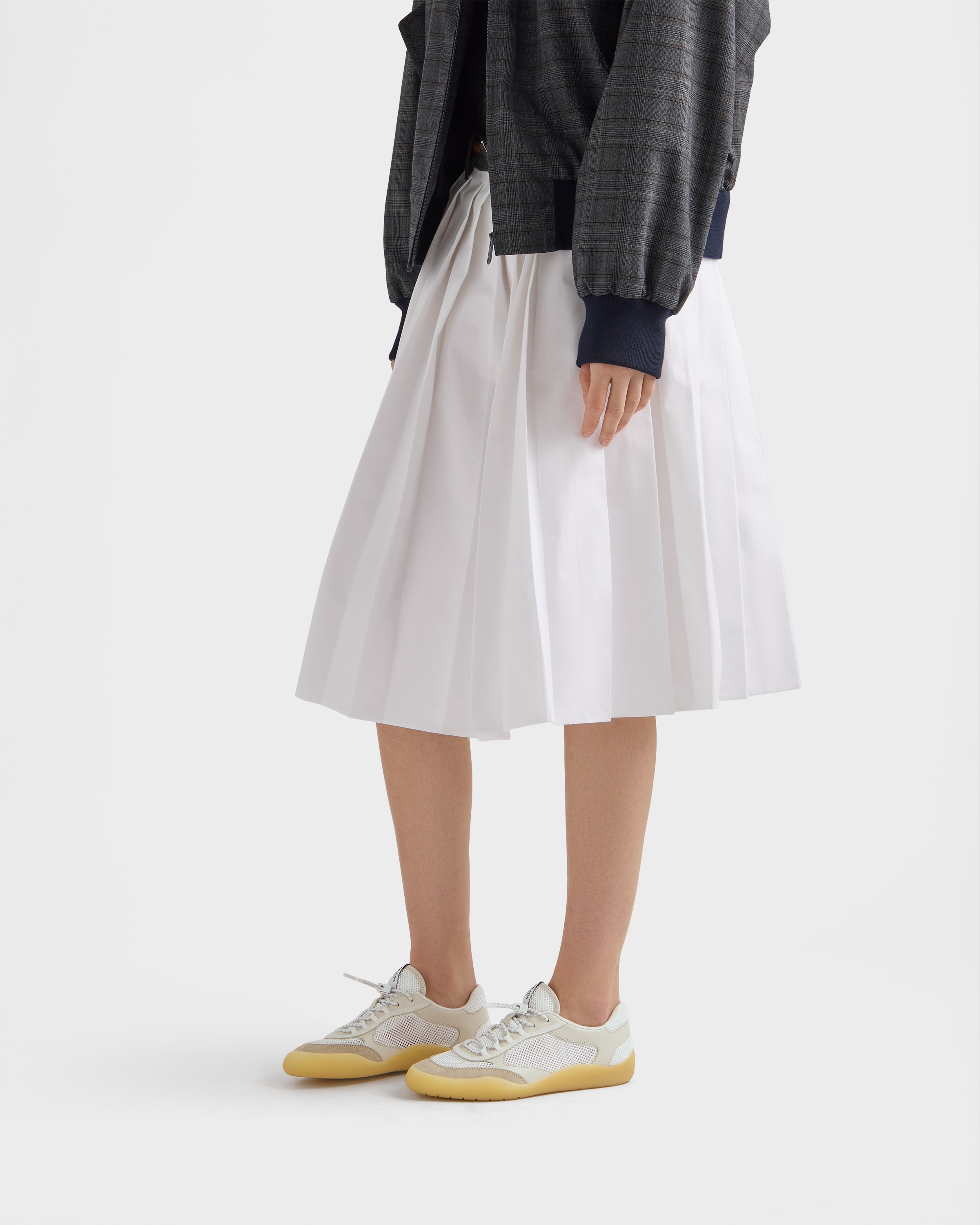 Chalk White Speedrock Mesh Fabric Sneakers | PRADA - United States