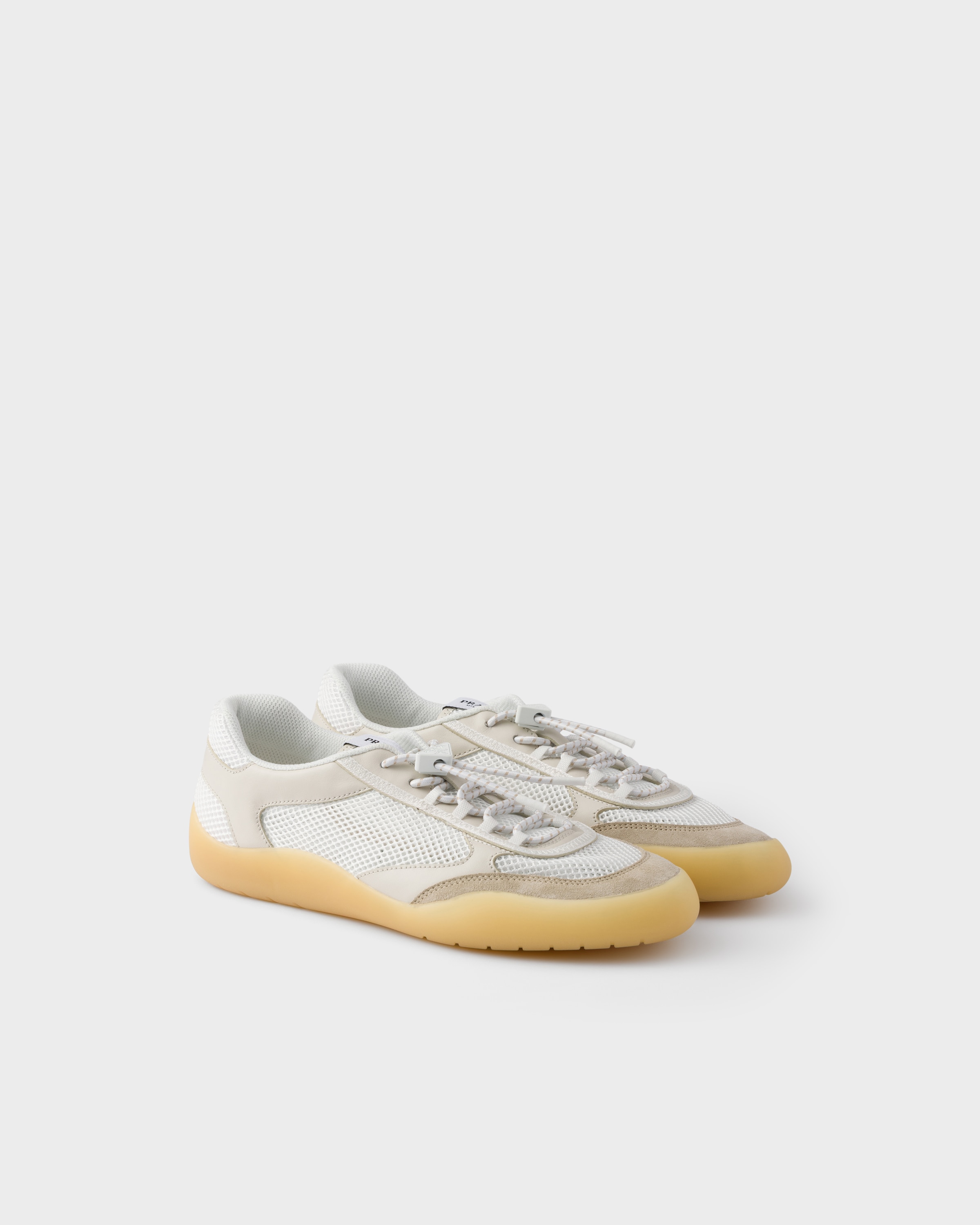 Chalk White Speedrock mesh fabric sneakers | PRADA - United States