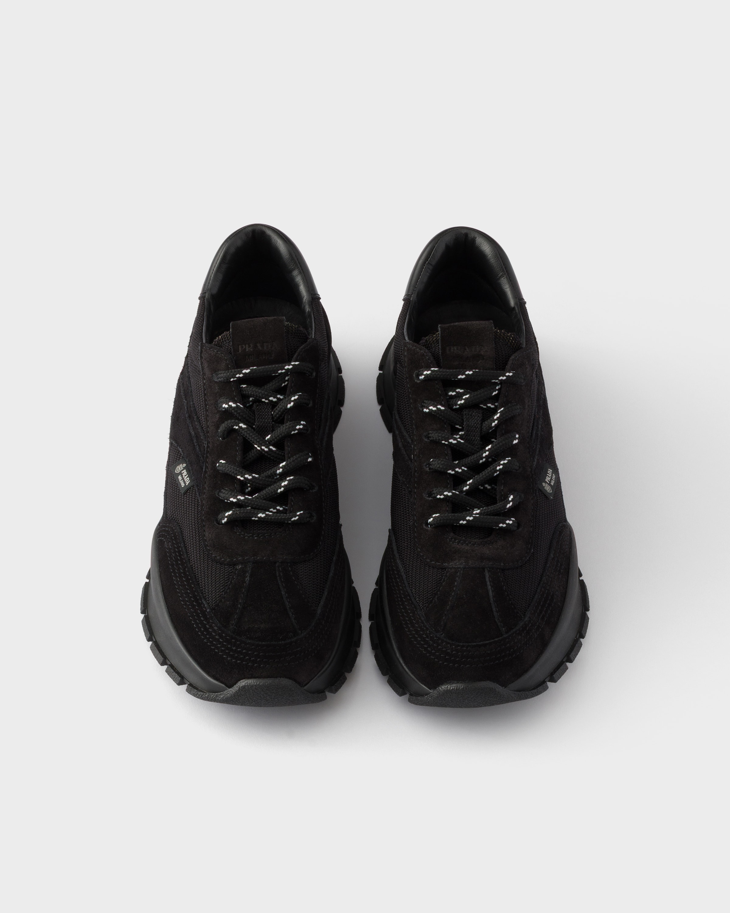 Black Mesh fabric and suede sneakers | PRADA - United States