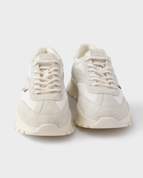 Mesh fabric and suede sneakers - White Mesh fabric and suede sneakers - White