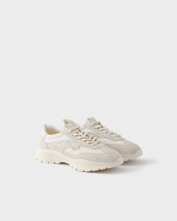 Mesh fabric and suede sneakers - White Mesh fabric and suede sneakers - White