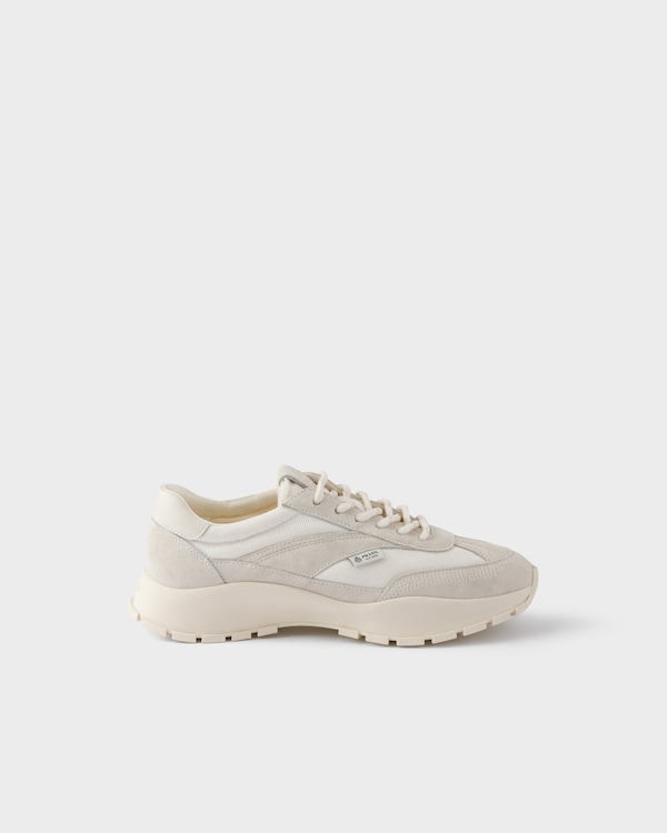 Mesh fabric and suede sneakers - White Mesh fabric and suede sneakers - White
