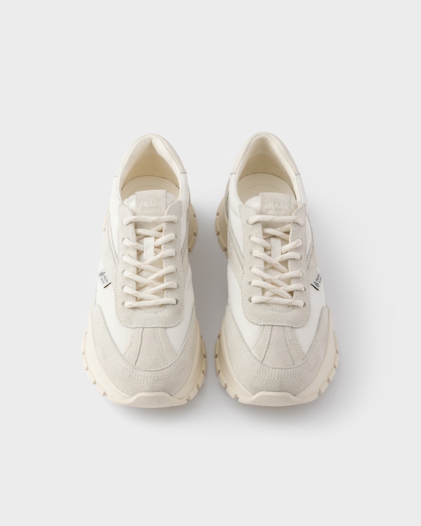 Mesh fabric and suede sneakers - White Mesh fabric and suede sneakers - White