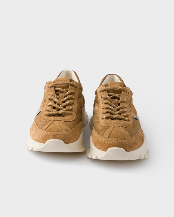 Mesh fabric and suede sneakers - Cinnamon Mesh fabric and suede sneakers - Cinnamon
