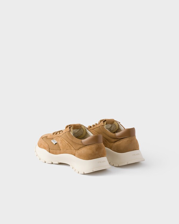 Mesh fabric and suede sneakers - Cinnamon Mesh fabric and suede sneakers - Cinnamon
