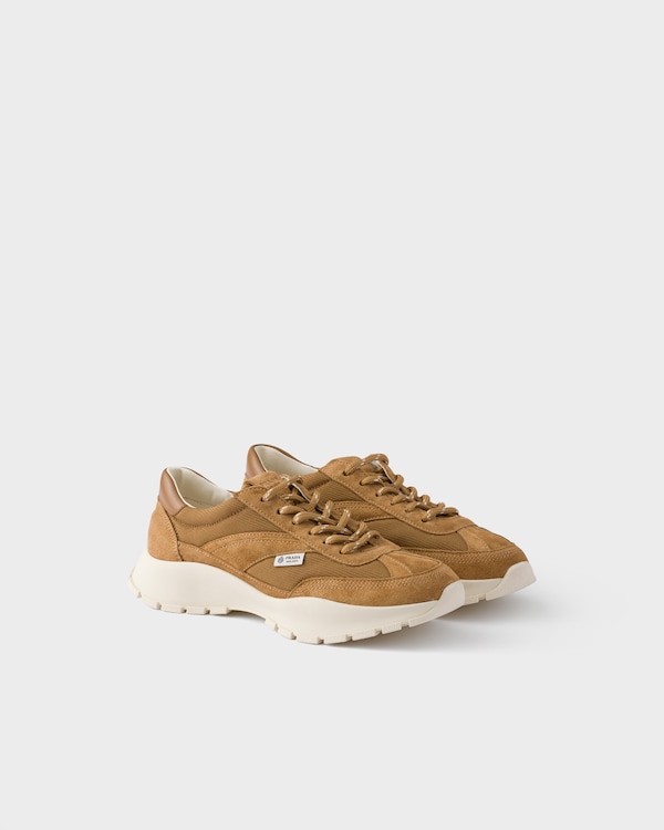 Mesh fabric and suede sneakers - Cinnamon Mesh fabric and suede sneakers - Cinnamon