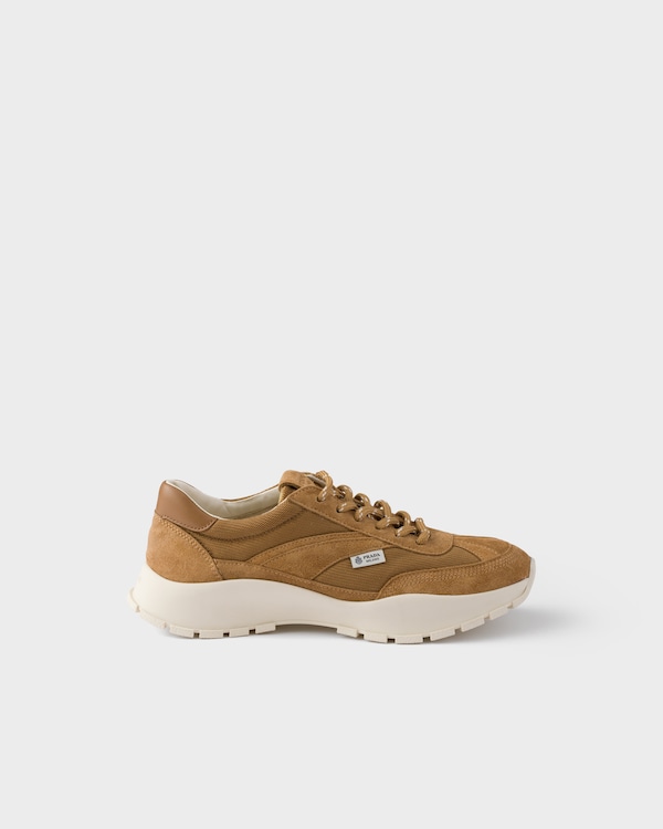 Mesh fabric and suede sneakers - Cinnamon Mesh fabric and suede sneakers - Cinnamon