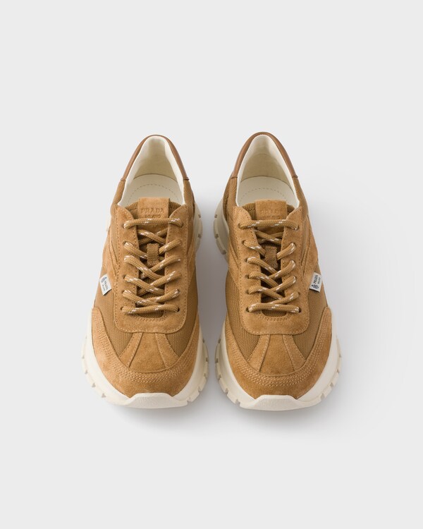 Mesh fabric and suede sneakers - Cinnamon Mesh fabric and suede sneakers - Cinnamon