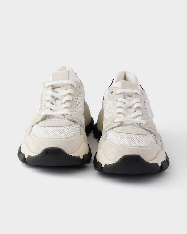 Mesh fabric and suede sneakers - White Mesh fabric and suede sneakers - White