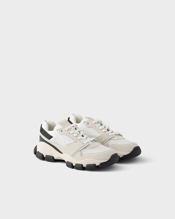 Mesh fabric and suede sneakers - White Mesh fabric and suede sneakers - White