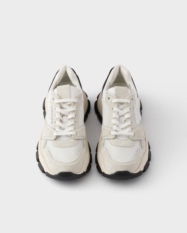 Mesh fabric and suede sneakers - White Mesh fabric and suede sneakers - White
