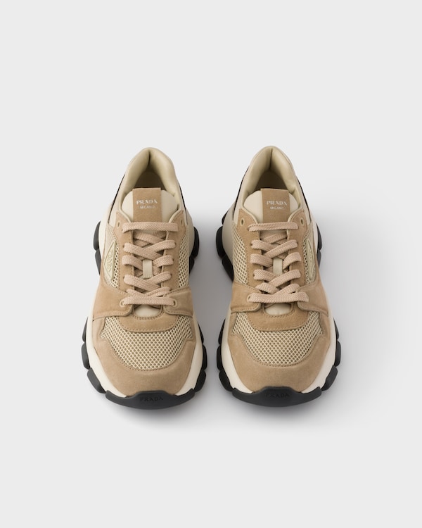 Sneaker aus Netzgewebe und Veloursleder - Wüstenbeige Sneaker aus Netzgewebe und Veloursleder - Wüstenbeige