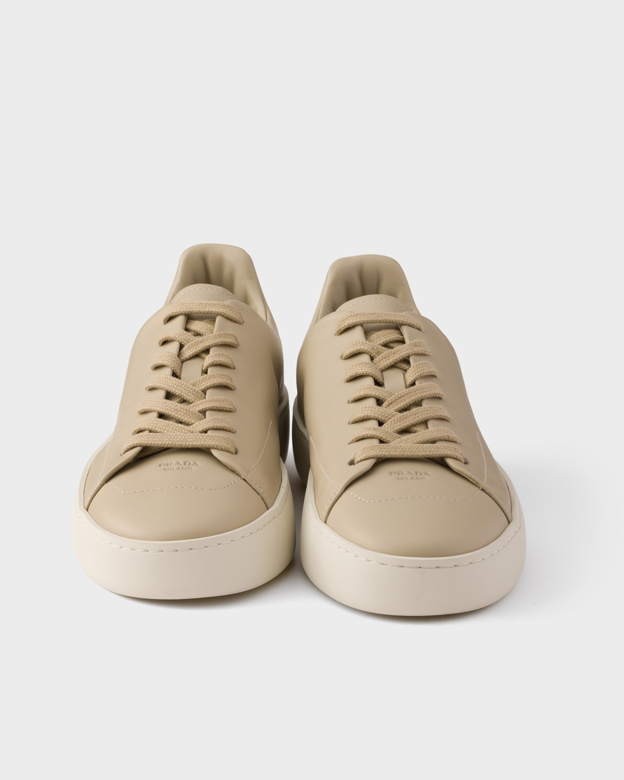 PRADA ベージュ エスパドリーユ Desert Beige Court leather sneakers | PRADA - United States