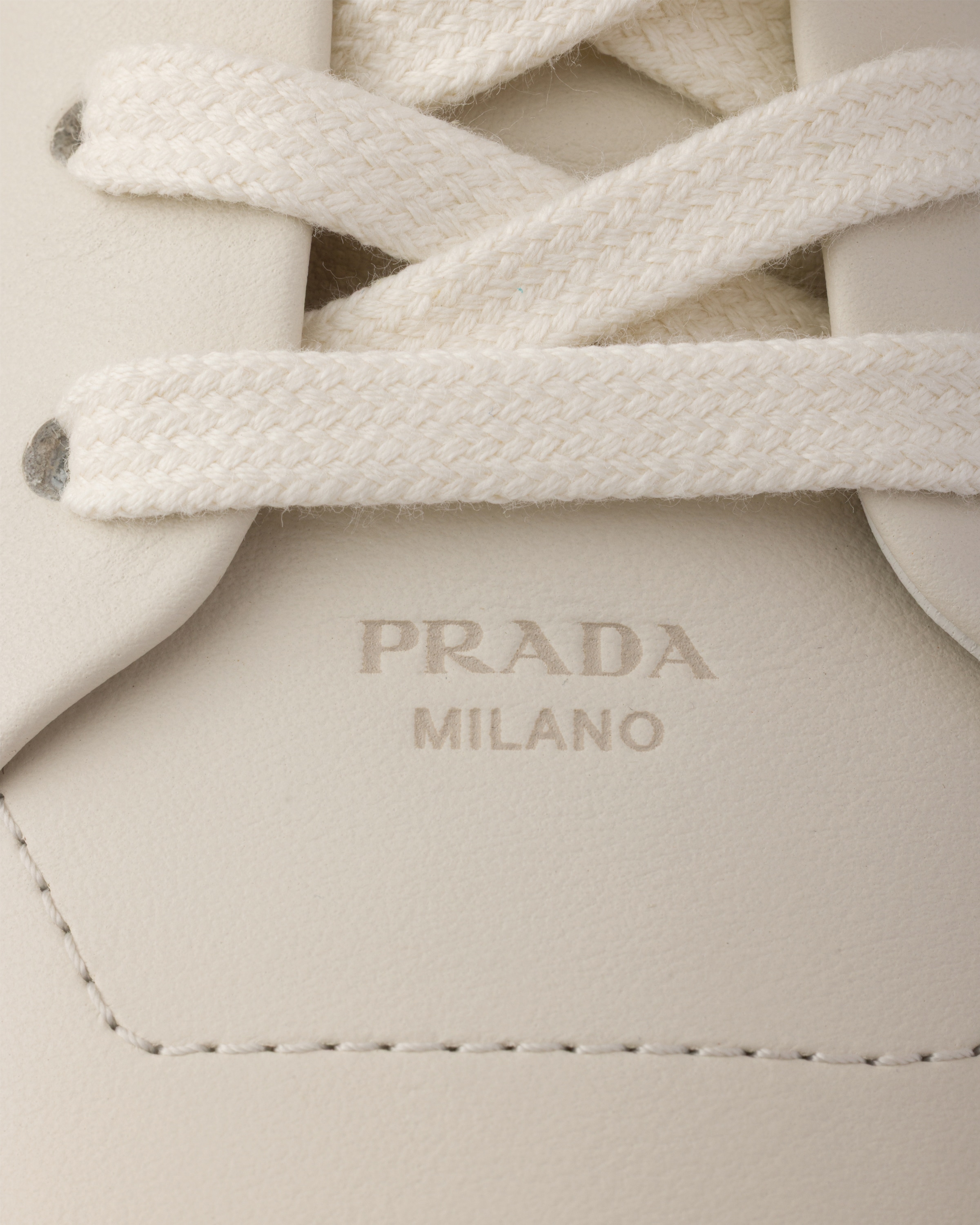 Chalk White Court leather sneakers | PRADA - United Kingdom