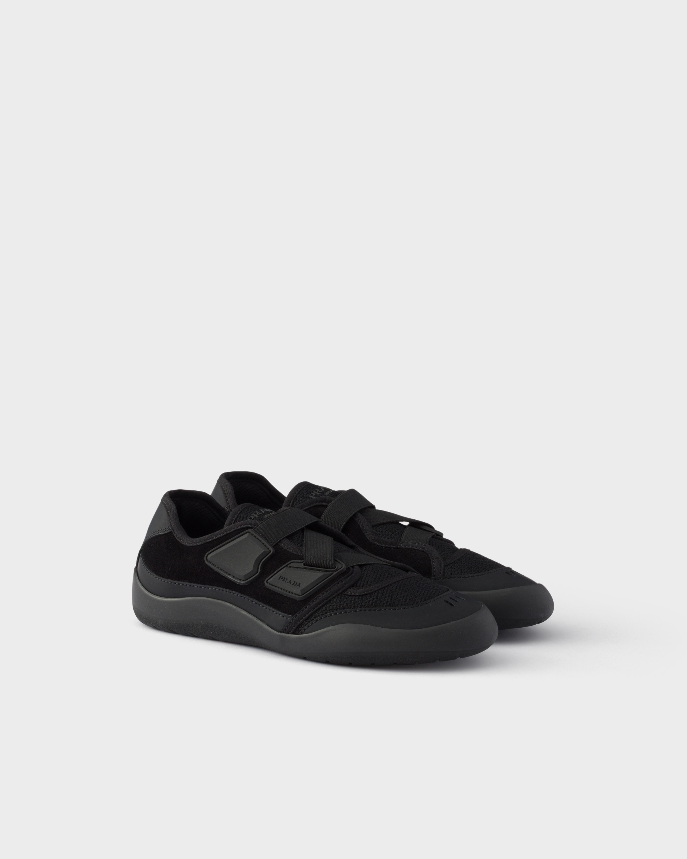 Black Speedrock Technical Mesh And Leather Sneakers | PRADA