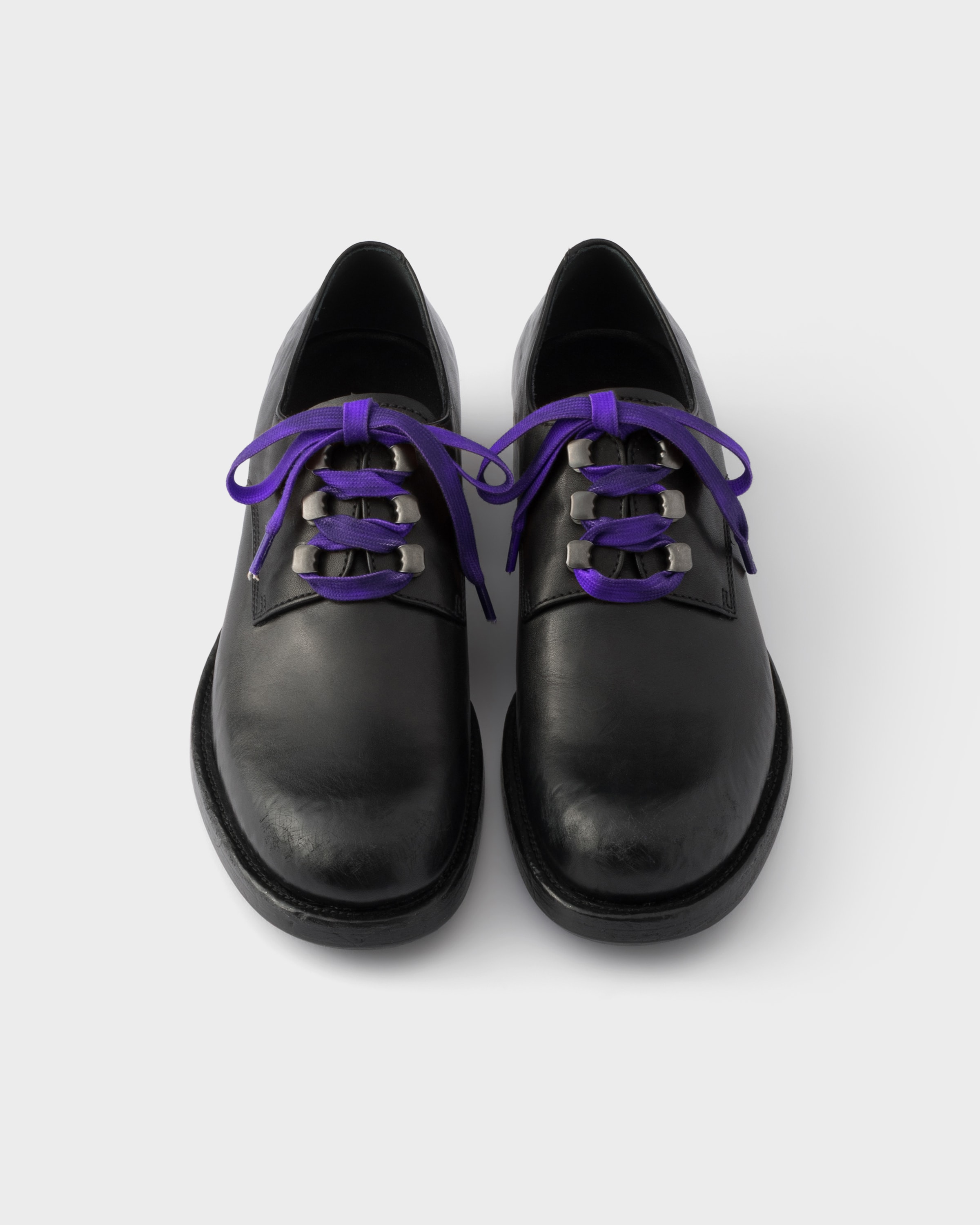 Black Antiqued Leather Lace-up Shoes | PRADA - United States