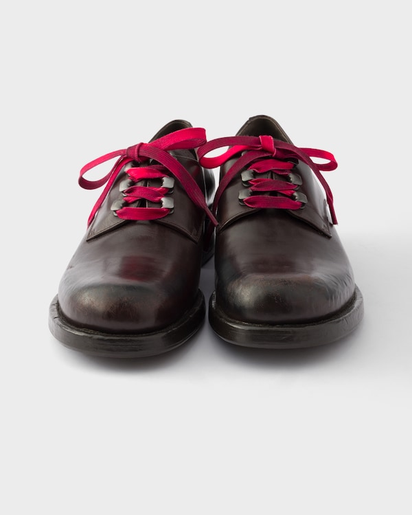 Antiqued leather lace-up shoes - Dark Brown Antiqued leather lace-up shoes - Dark Brown