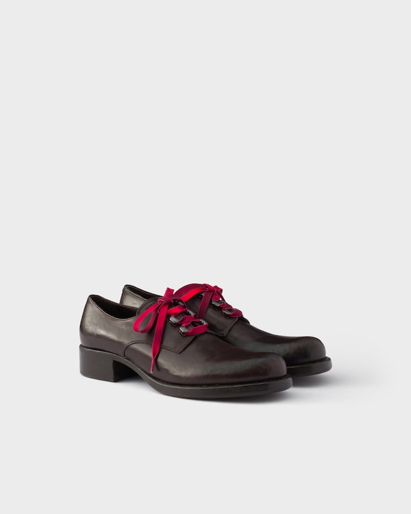 Antiqued leather lace-up shoes - Dark Brown Antiqued leather lace-up shoes - Dark Brown