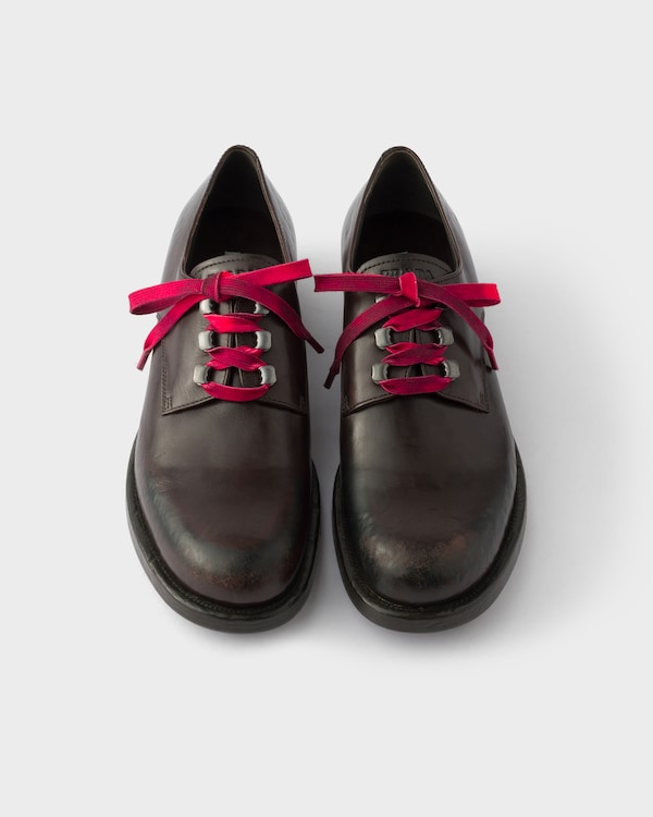 Antiqued leather lace-up shoes - Dark Brown Antiqued leather lace-up shoes - Dark Brown