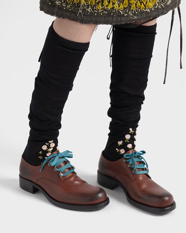 Antiqued leather lace-up shoes - Cocoa Brown Antiqued leather lace-up shoes - Cocoa Brown