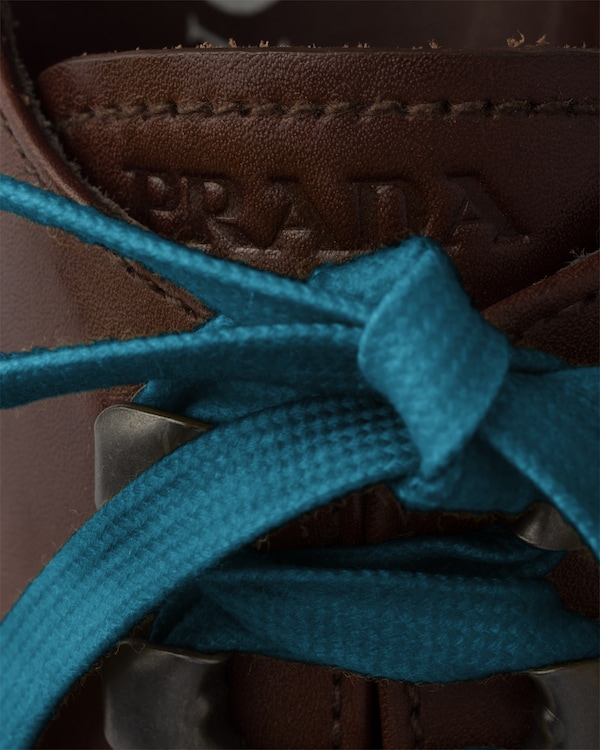 Schnürschuhe aus antikisiertem Leder - Kakaobraun Schnürschuhe aus antikisiertem Leder - Kakaobraun