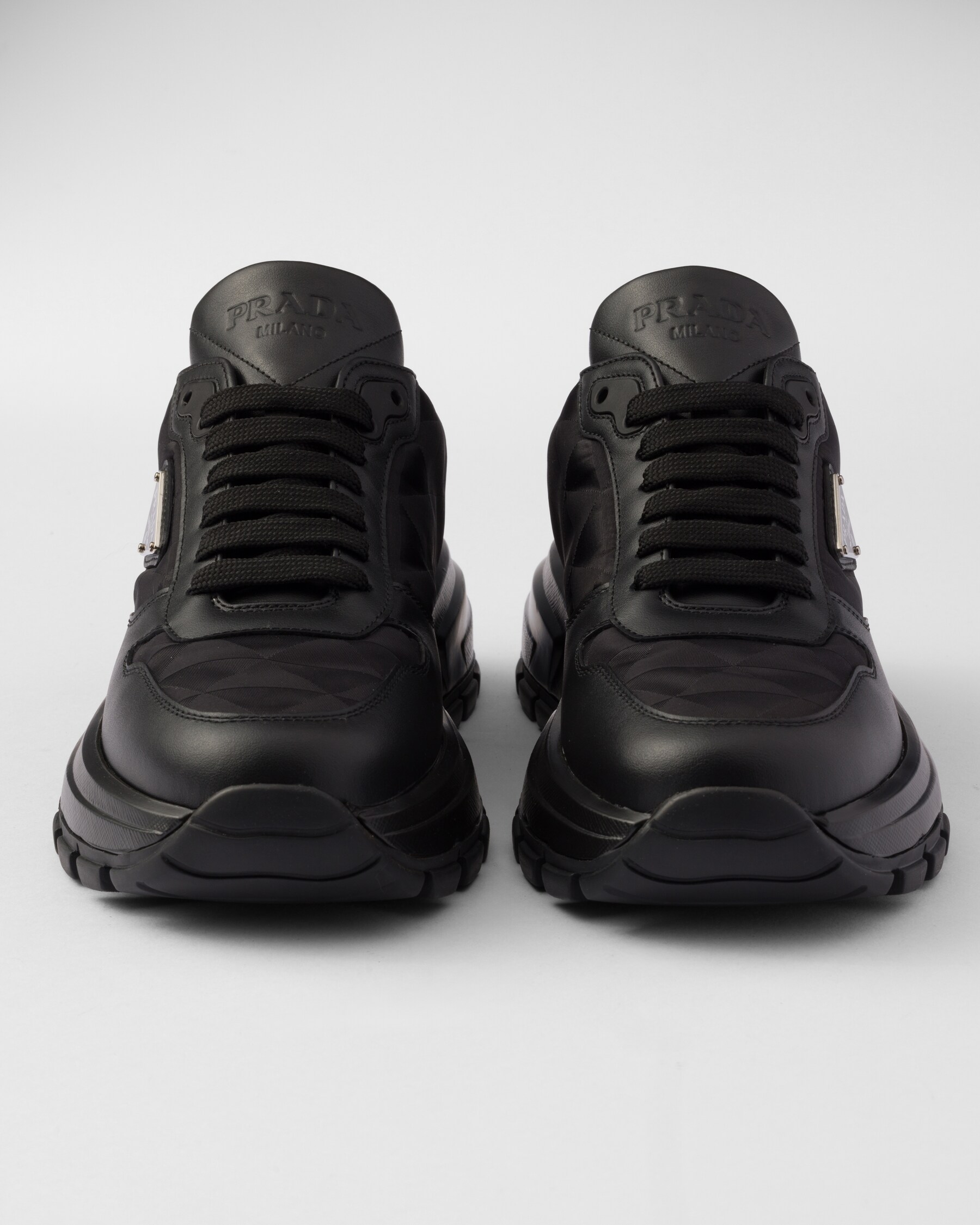 Black Prax 01 Re-nylon And Leather Sneakers | PRADA
