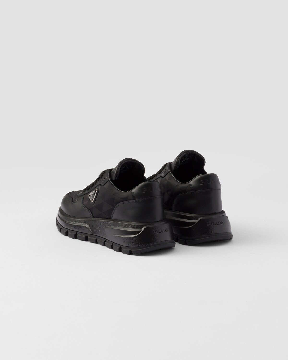Black Prax 01 Re-nylon And Leather Sneakers | PRADA