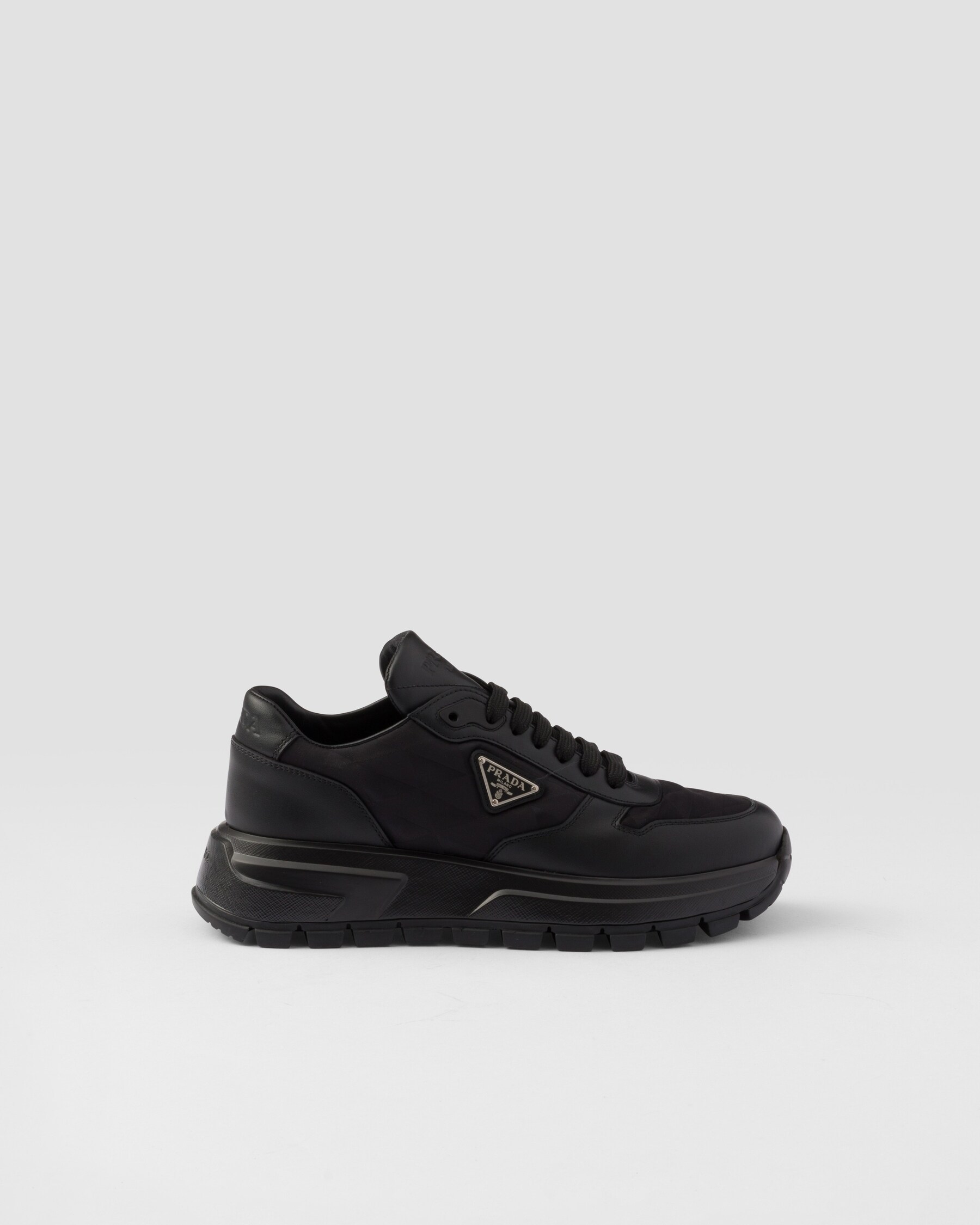 Black Prax 01 Re-nylon And Leather Sneakers | PRADA