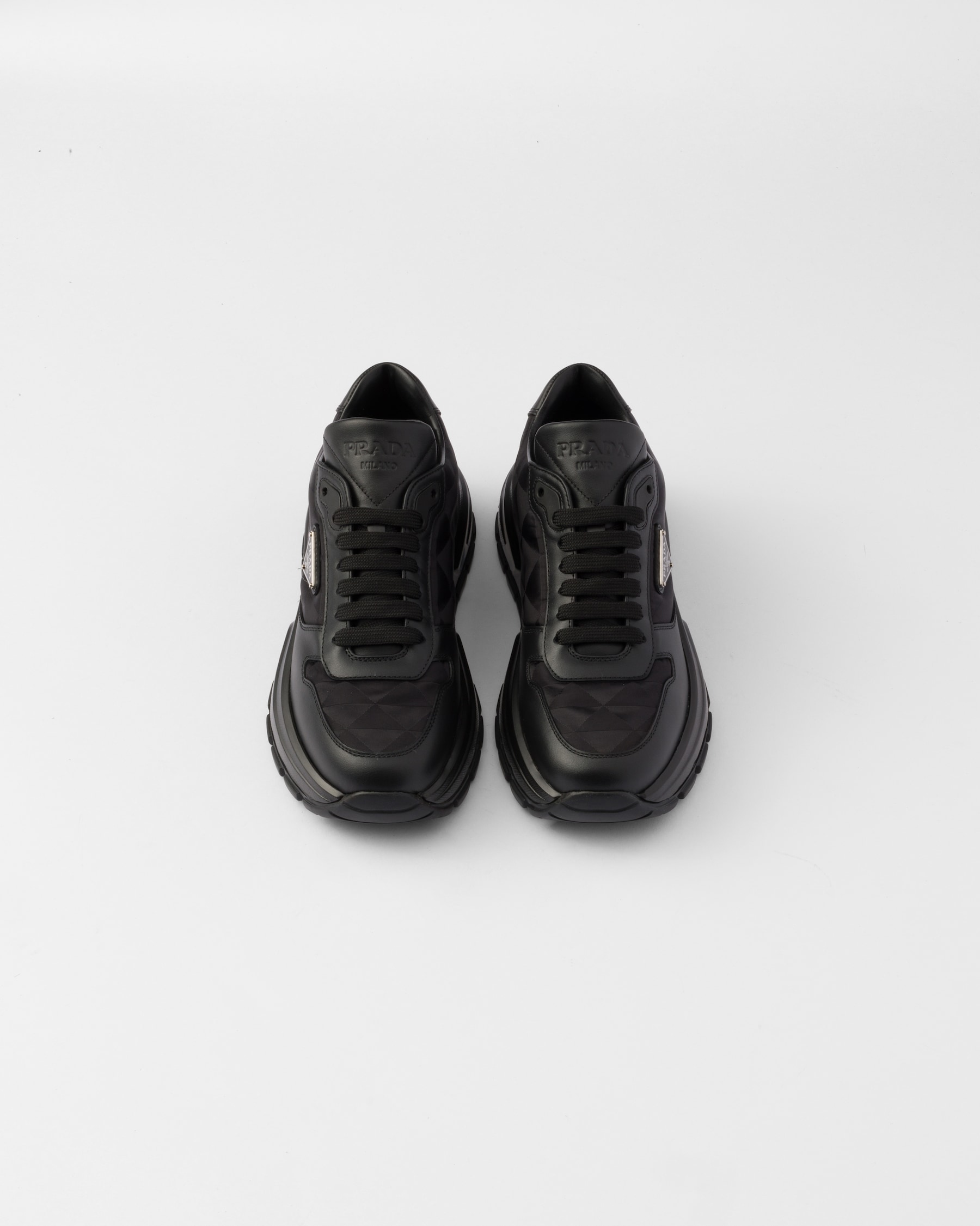 Black Prax 01 Re-nylon And Leather Sneakers | PRADA