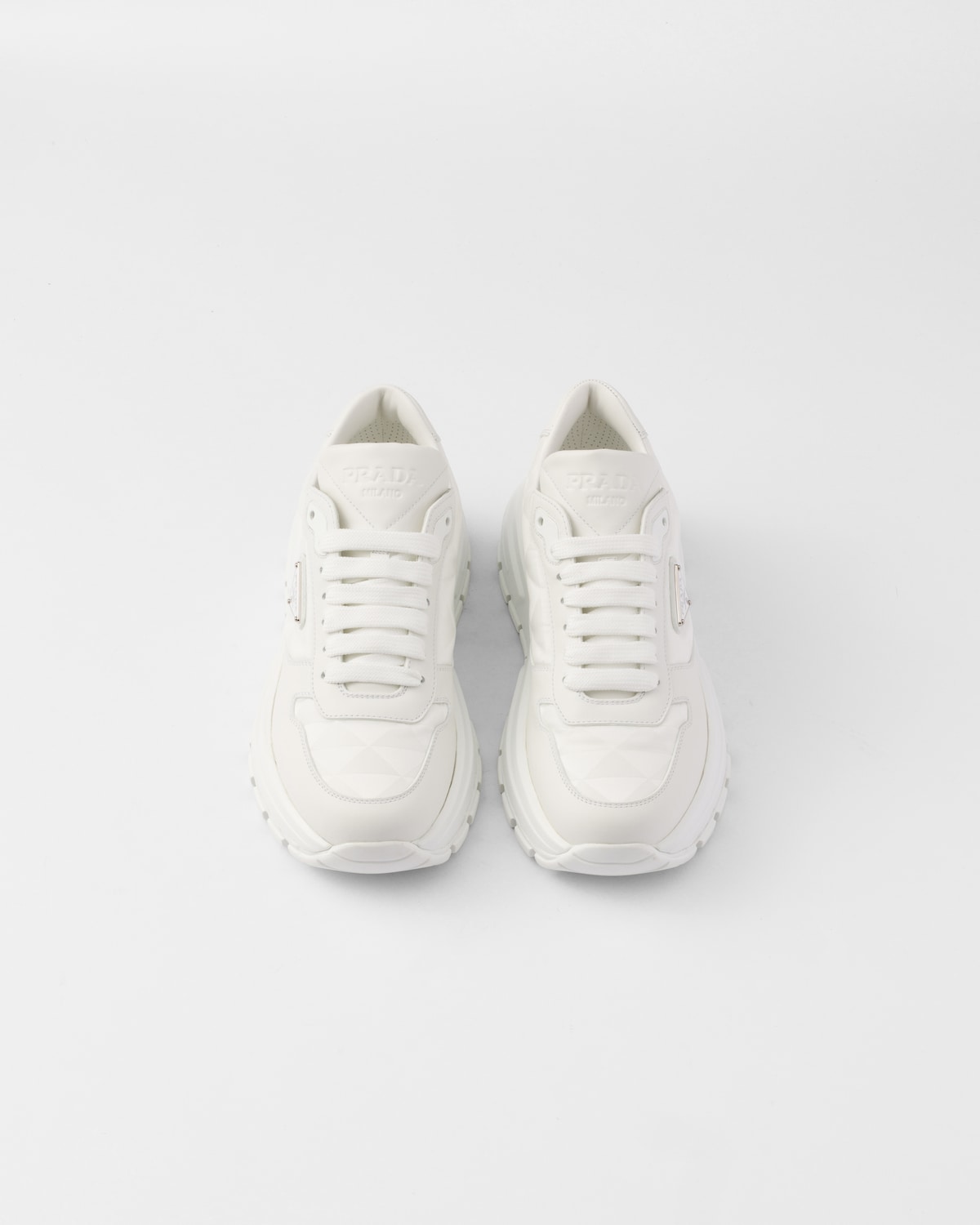 White Prax 01 Re-nylon And Leather Sneakers | PRADA
