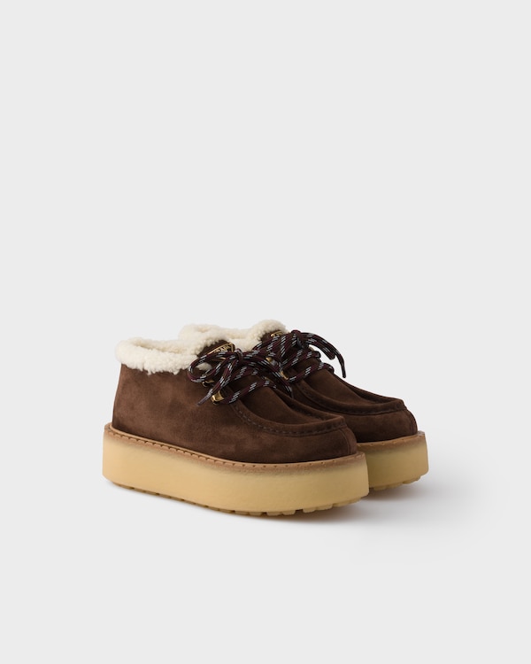 Shearling lined suede booties - Dark Brown Shearling lined suede booties - Dark Brown
