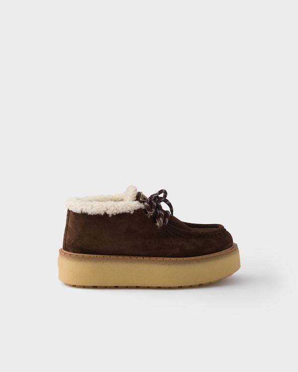 Shearling lined suede booties - Dark Brown Shearling lined suede booties - Dark Brown