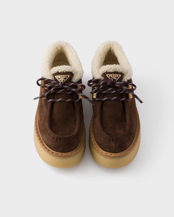 Shearling lined suede booties - Dark Brown Shearling lined suede booties - Dark Brown