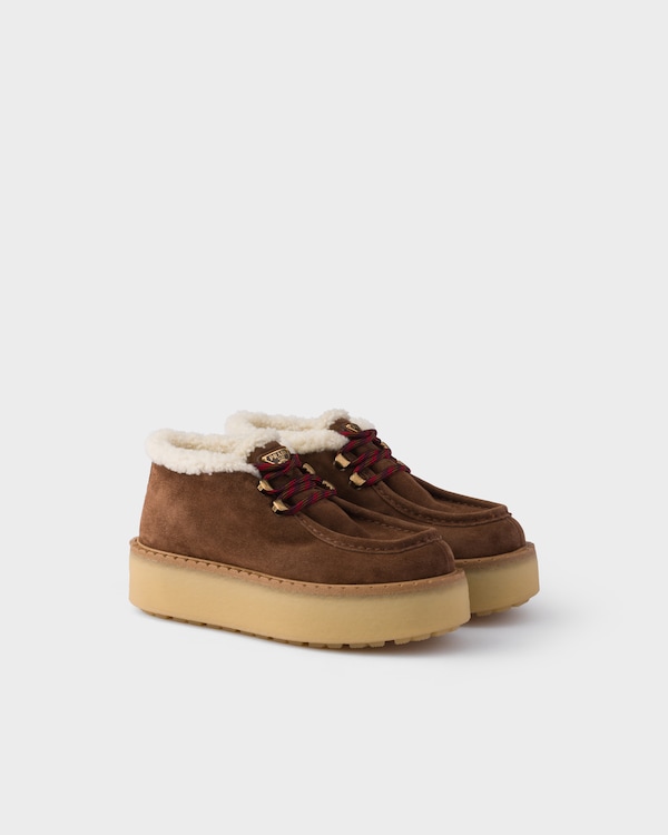 Shearling lined suede booties - Cocoa Brown Shearling lined suede booties - Cocoa Brown