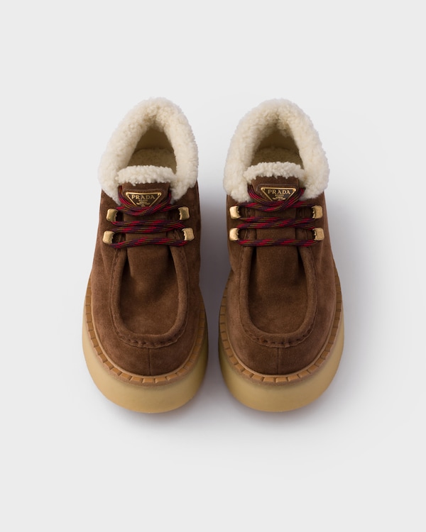 Shearling lined suede booties - Cocoa Brown Shearling lined suede booties - Cocoa Brown