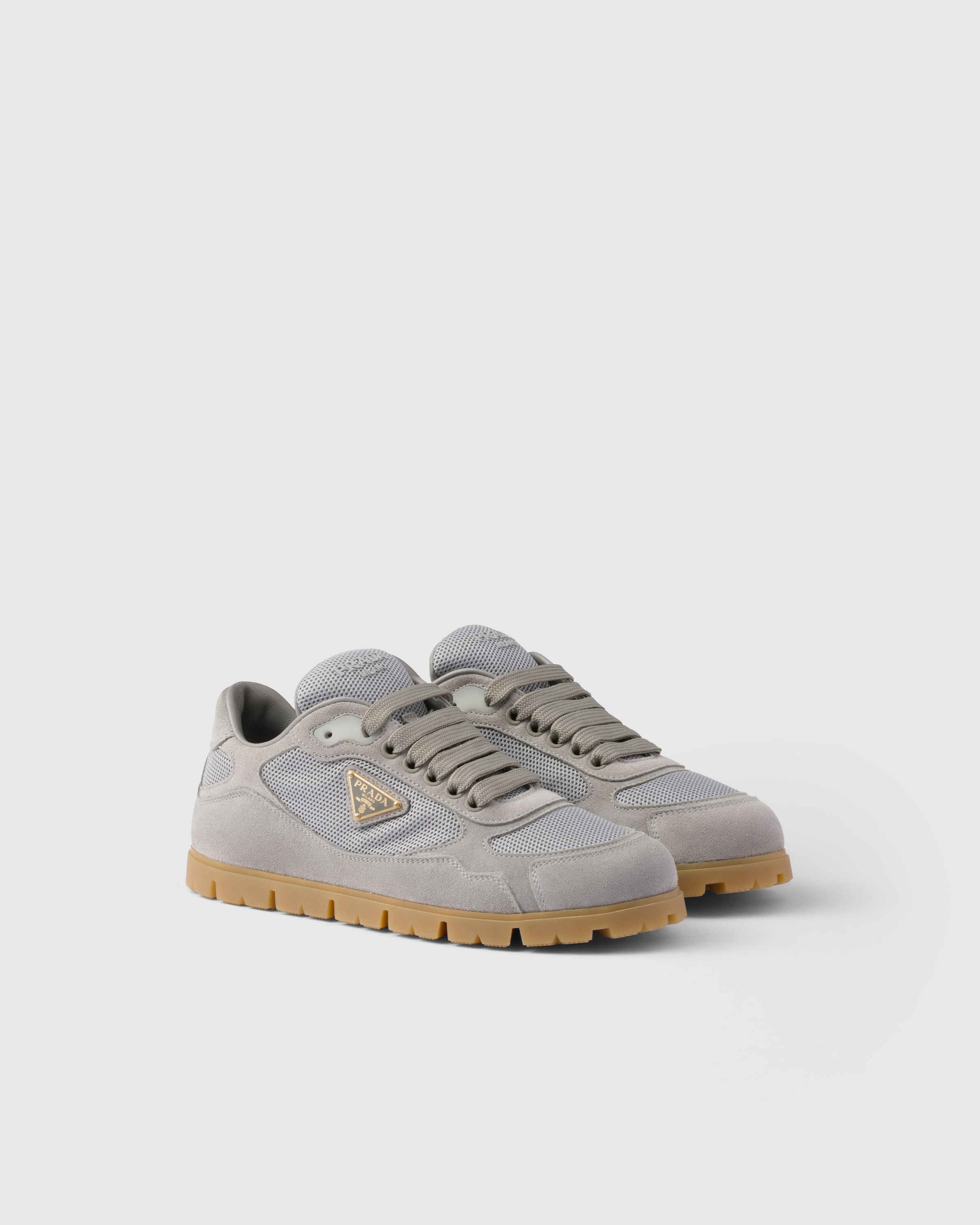 Cloudy Gray Trail mesh fabric and suede sneakers | PRADA Cloudy Gray Trail mesh fabric and suede sneakers | PRADA