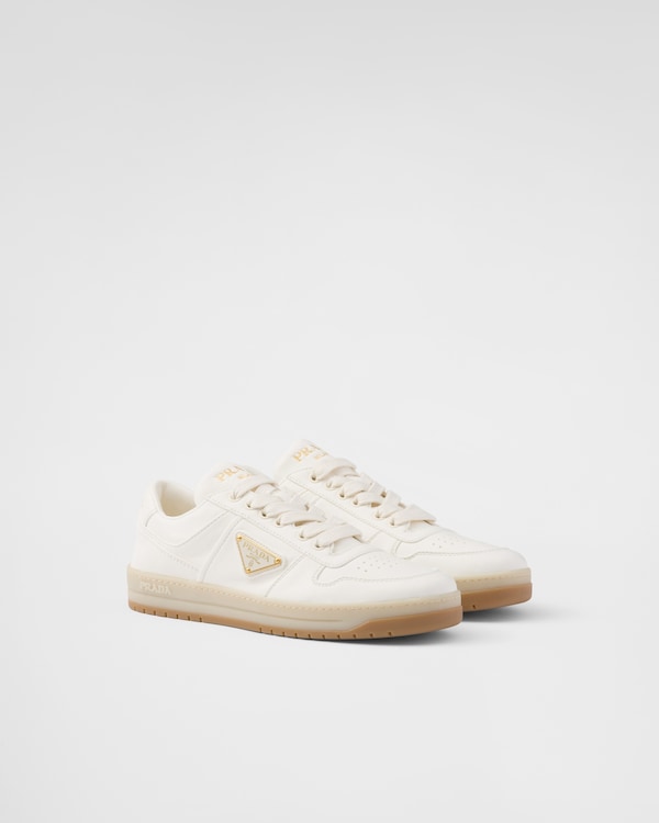 White Downtown Bold leather sneakers | PRADA