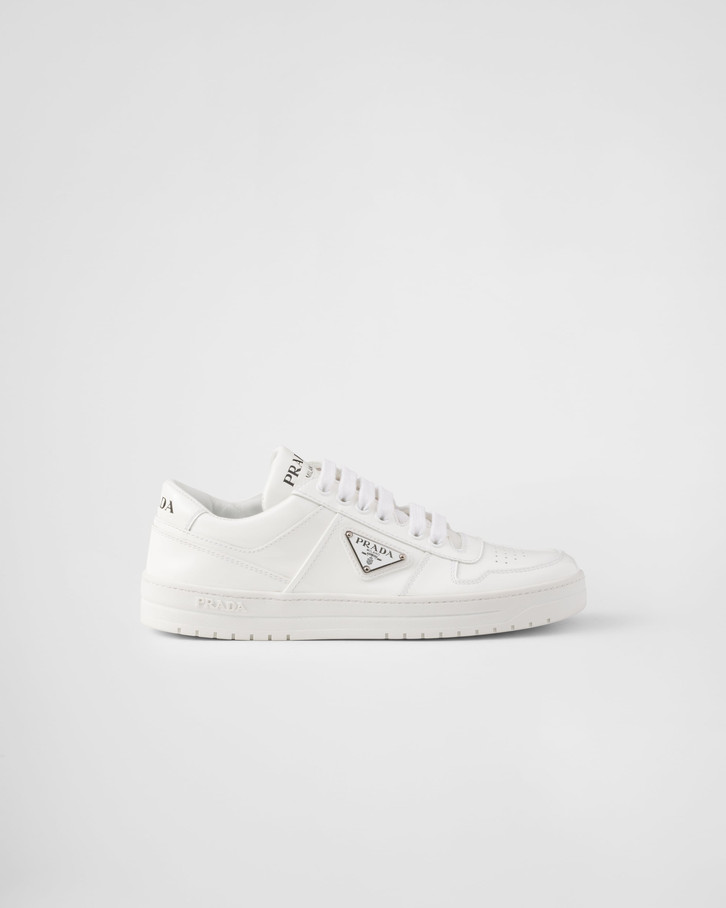 Prada white patent leather sneakers hotsell