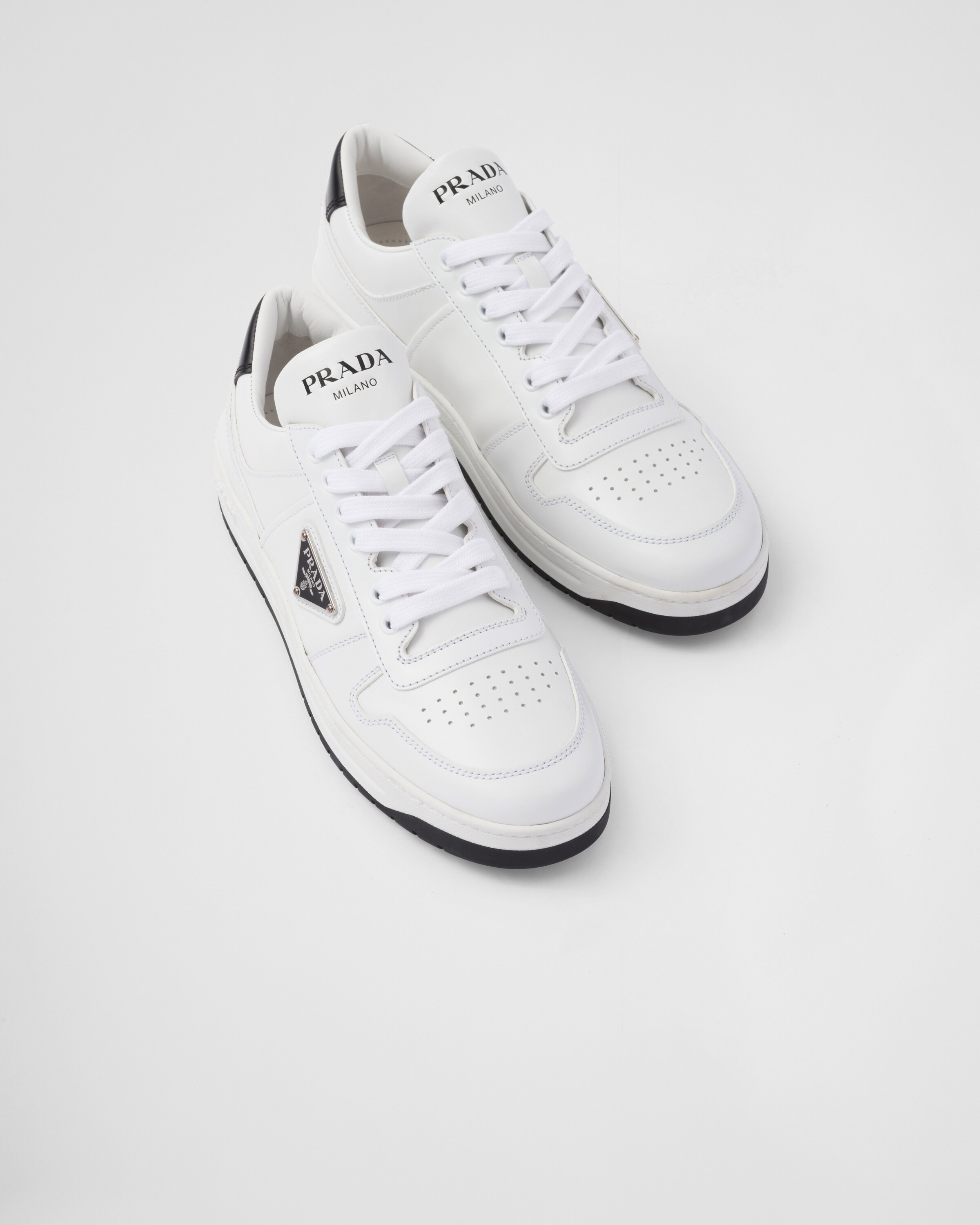 White/black Downtown Leather Sneakers PRADA | lupon.gov.ph