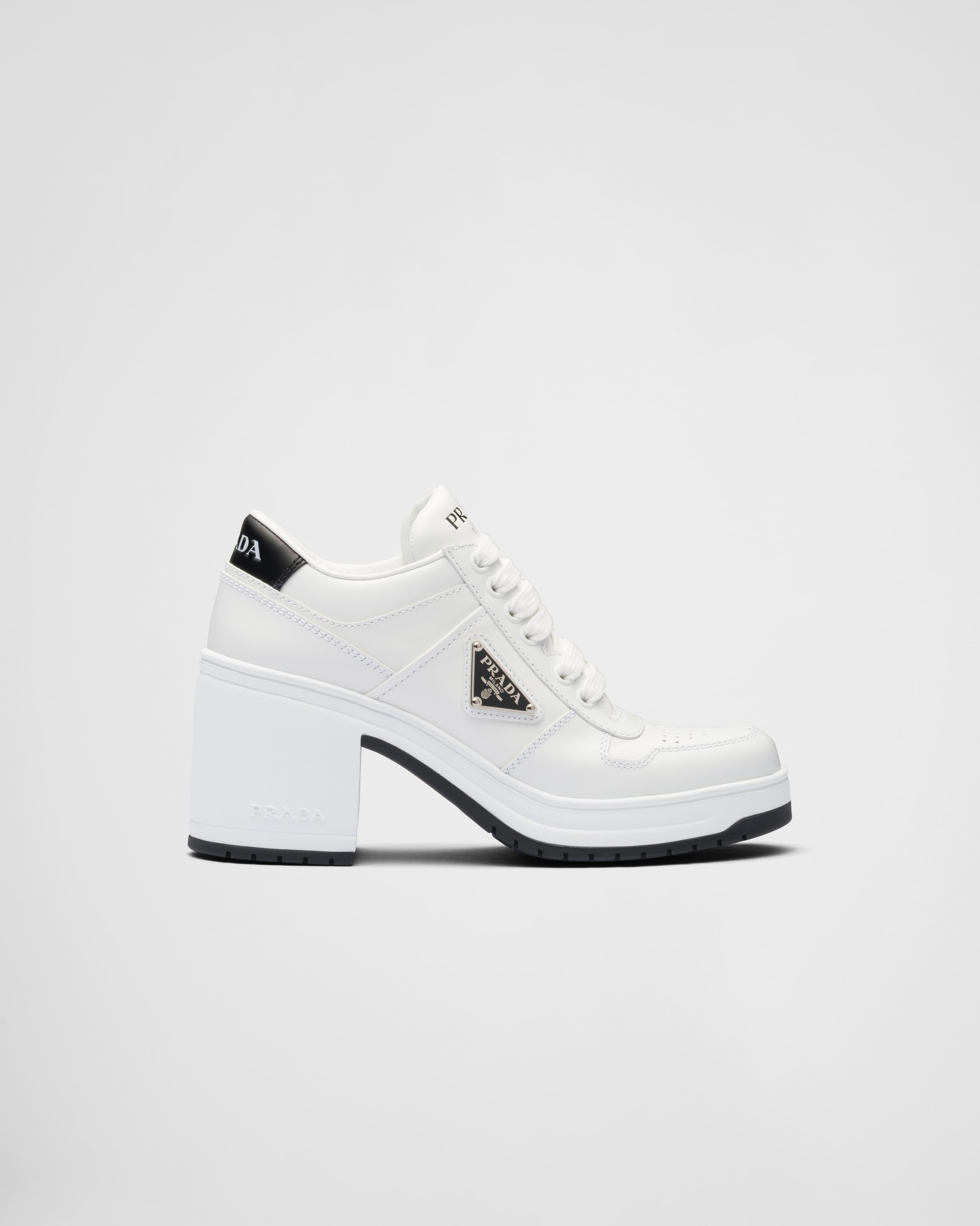 Downtown high-heeled leather sneakers