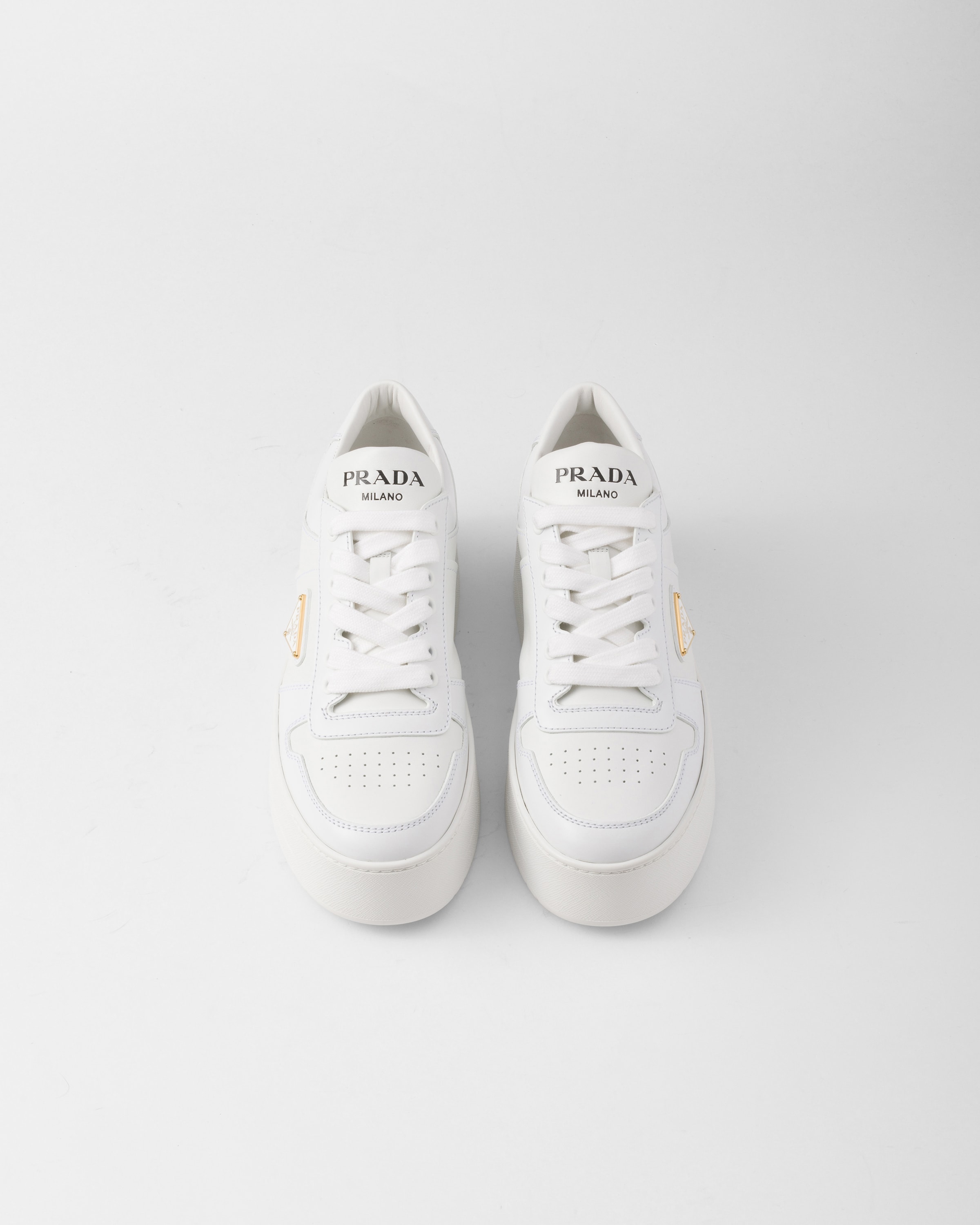 White Downtown Bold leather sneakers | PRADA - United States