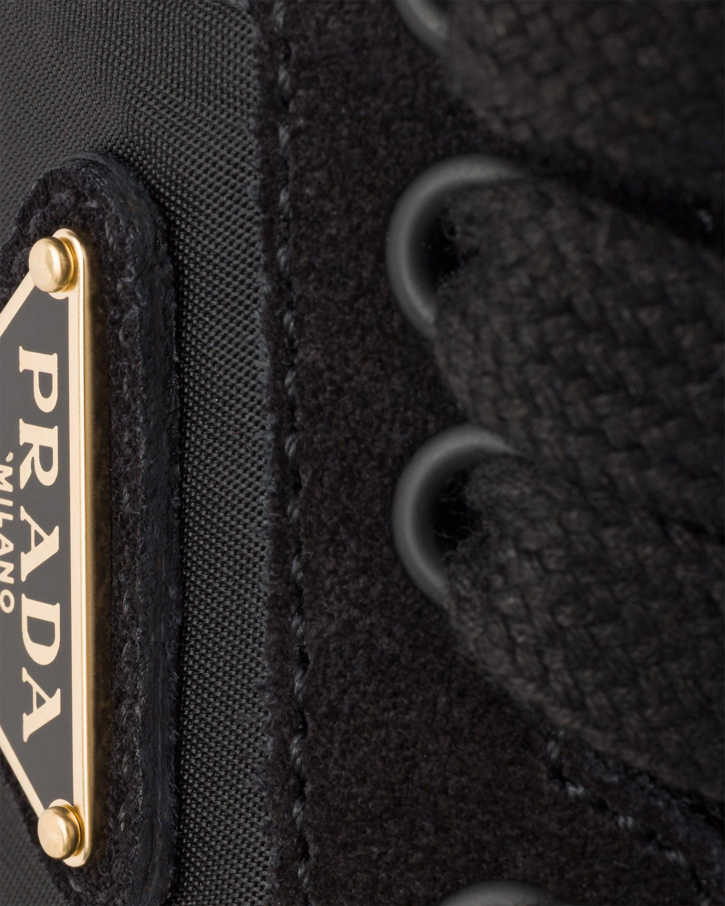 Black Downtown Bold Re-nylon And Suede Sneakers | PRADA - United