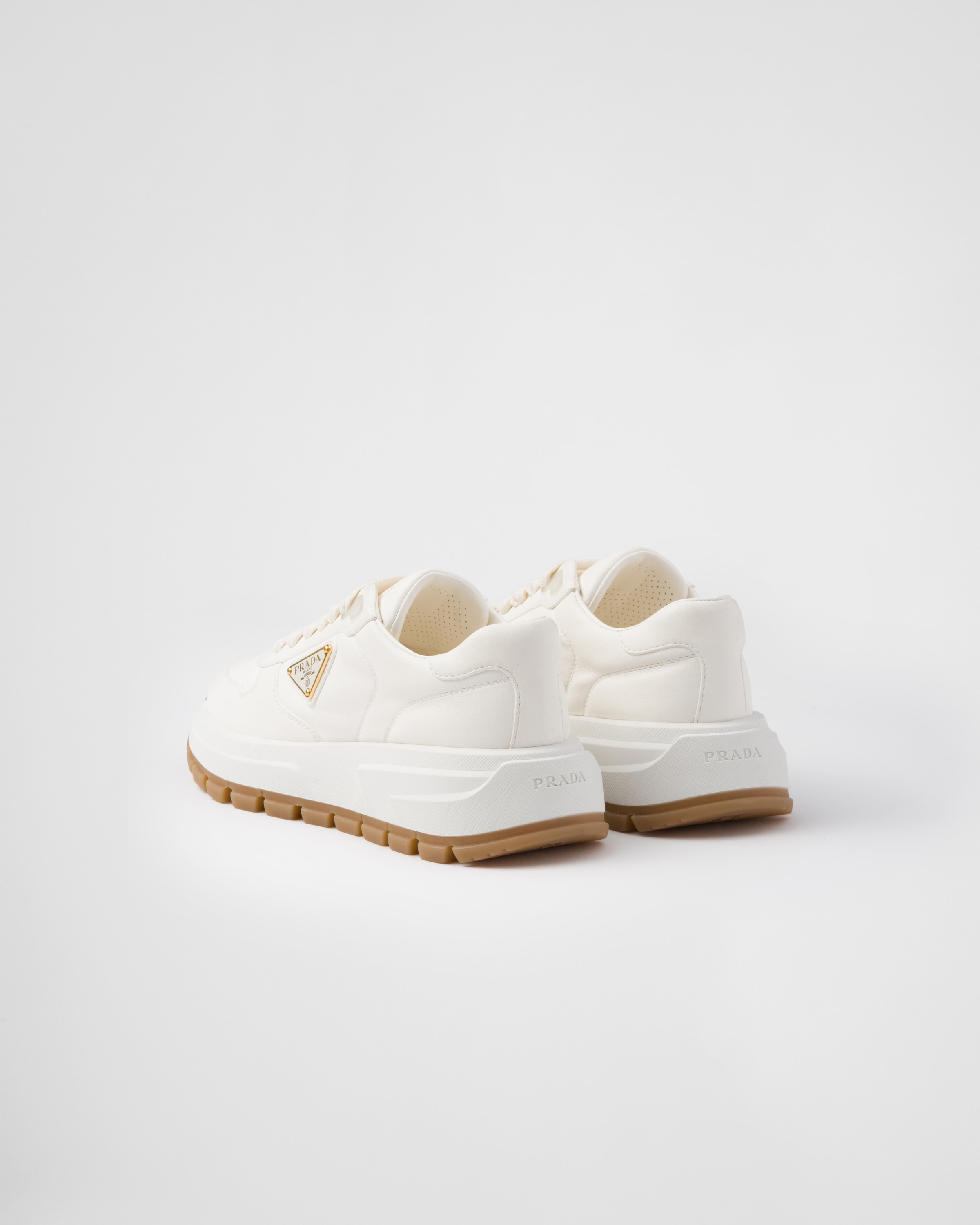 Ivory Prax 01 Leather Sneakers | PRADA