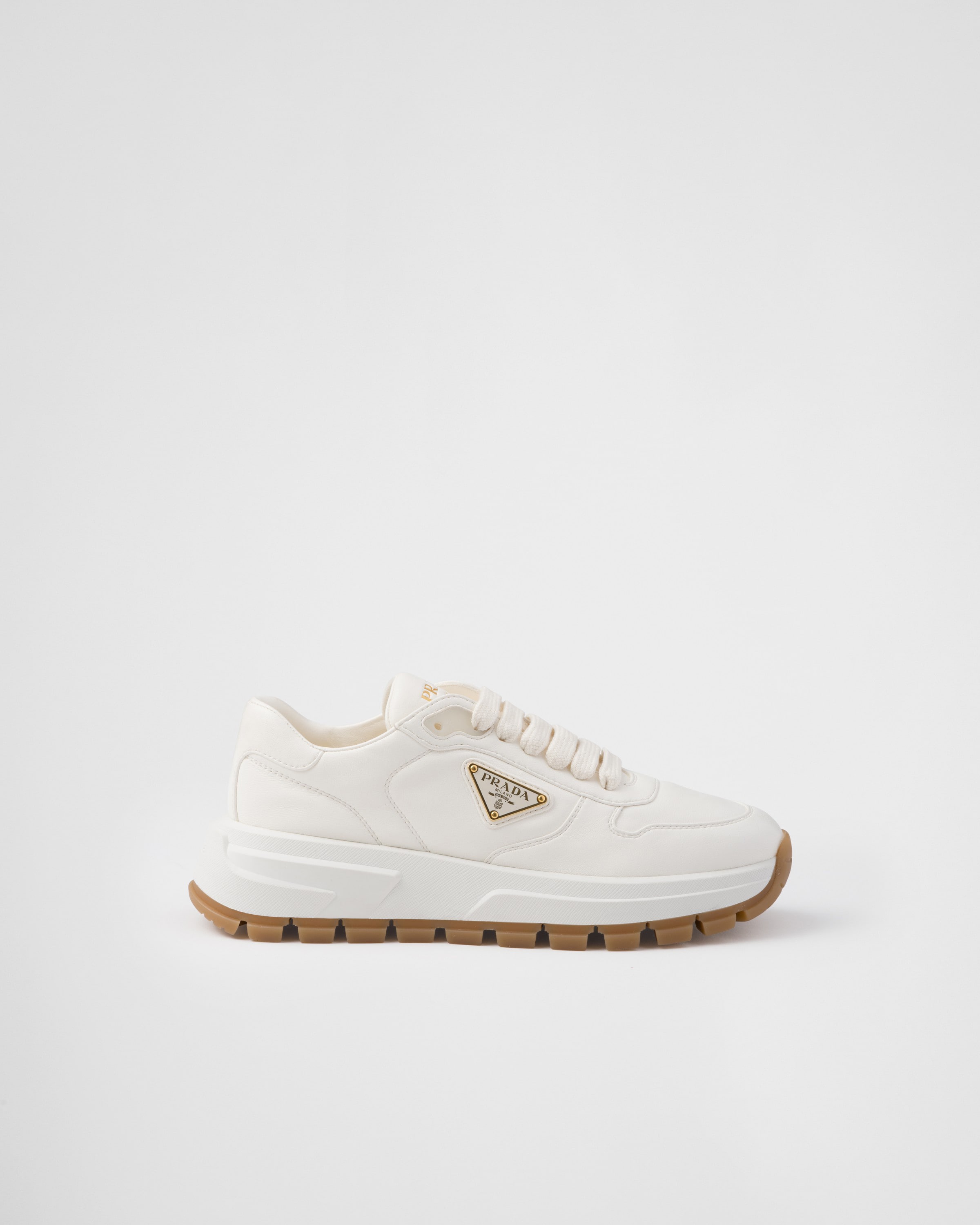 Ivory Prax 01 Leather Sneakers | PRADA