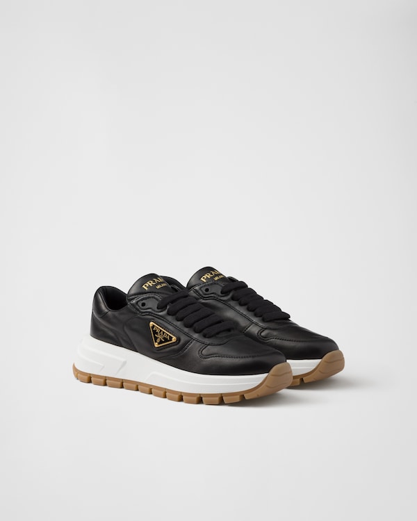 Black Prax 01 leather sneakers | PRADA