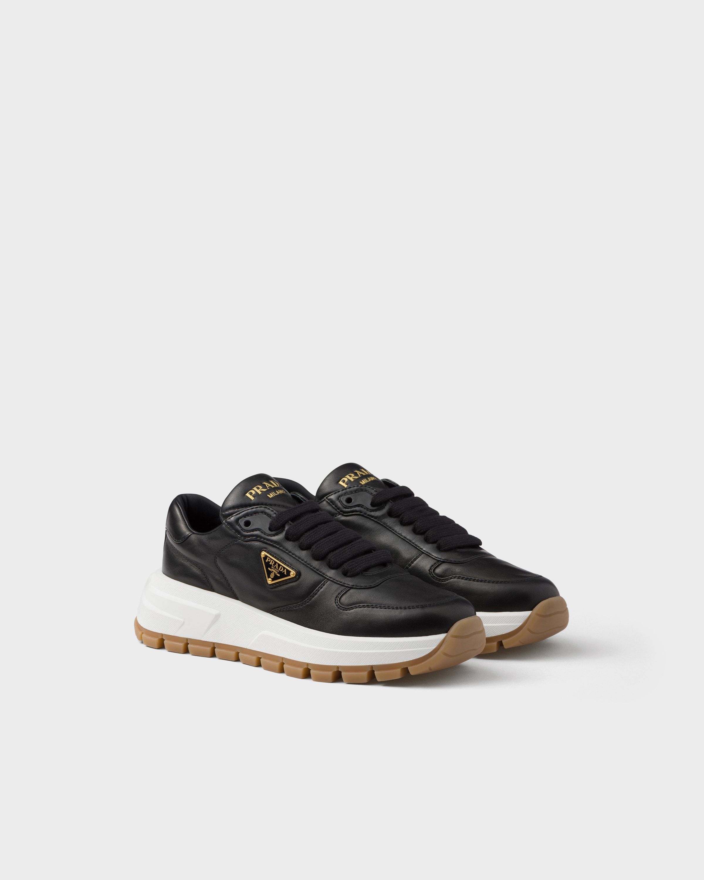 Black Prax 01 Leather Sneakers | PRADA - United States